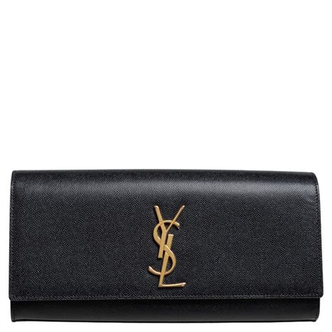 Saint Laurent // Black Grained Leather Kate Clutch 